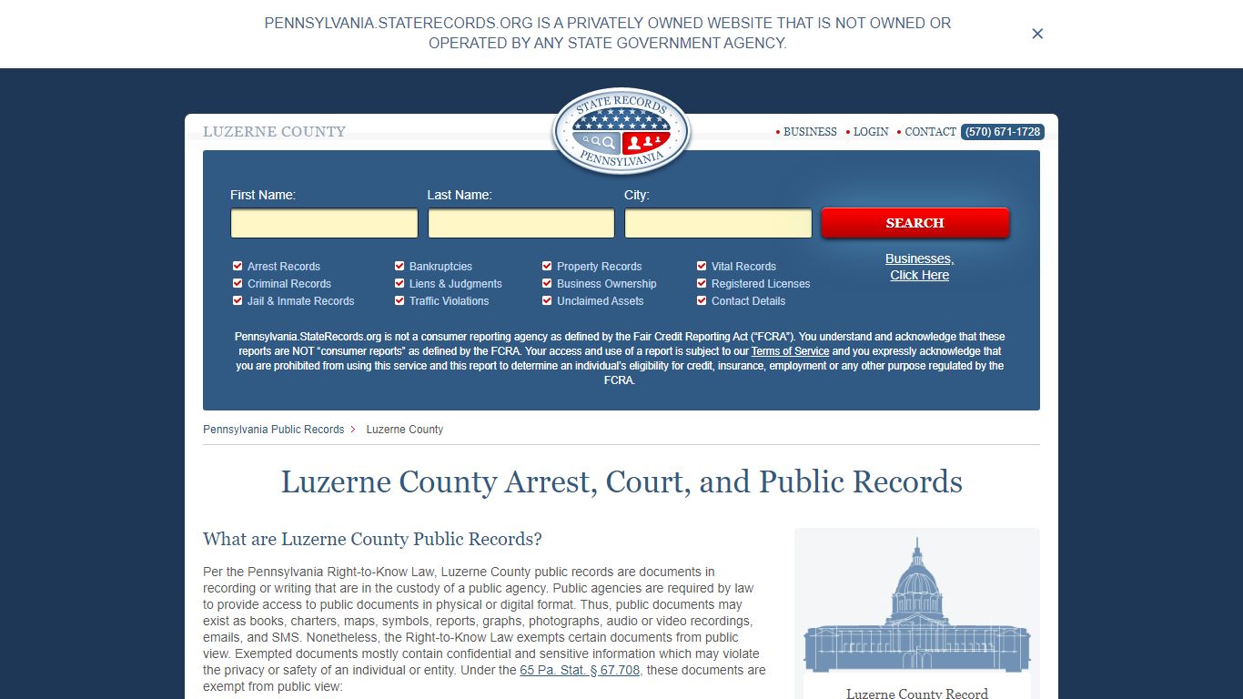 Luzerne County Arrest, Court, and Public Records